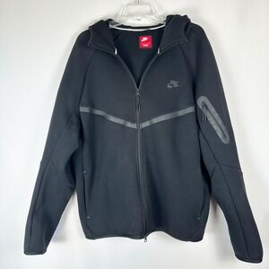Nike Tech Fleece Full Zip Windrunner Hoodie Men XL Black Smooth Relaxed Layering